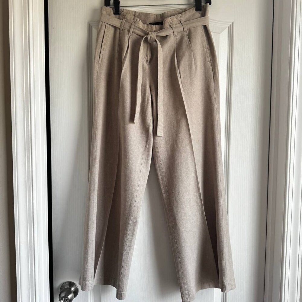 BCBGMaxAzria Paper Bag Wide Leg Linen Blend Pants